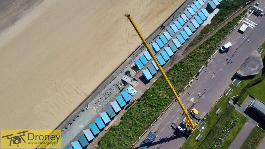 Beach Hut Construction Site Aerial Photo in Lowestoft