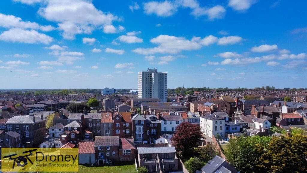 Block of flats drone photo for estate agents